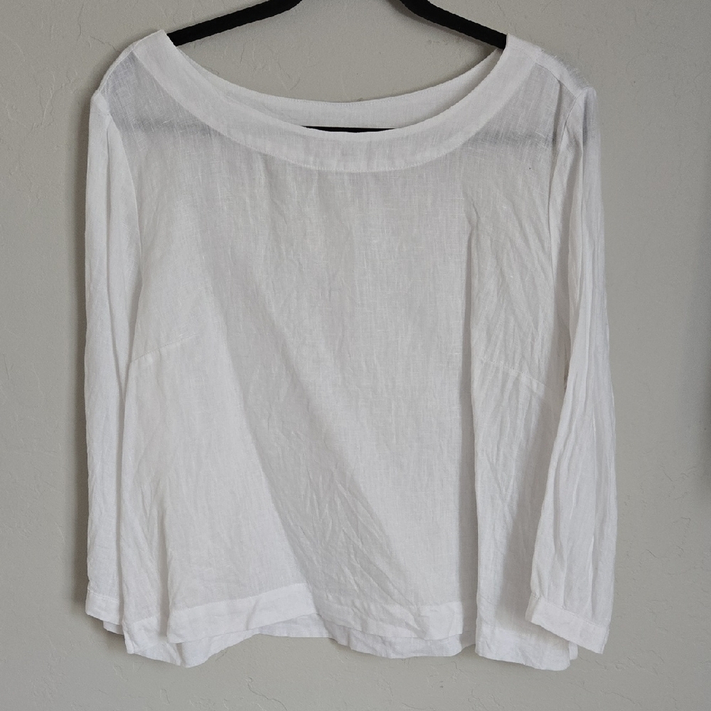 H by Halston White Boxy 3/4 Sleeve Blouse